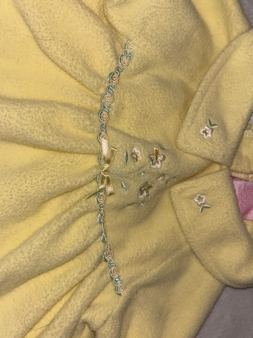 Girls Yellow Floral-Embroidered Fleece Puffer Dress